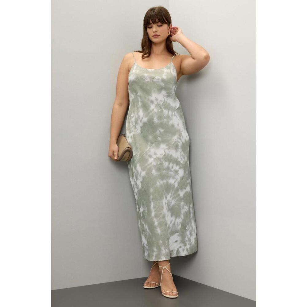 Thakoon x RTR Green Tie Dye Dress Size 14 with Fabric Pull